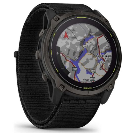 Garmin Enduro 3 Solar Sapphire GPS Multisport Smartwatch - Black/Carbon Gray DLC Titanium, Ultra-Fit Nylon Strap