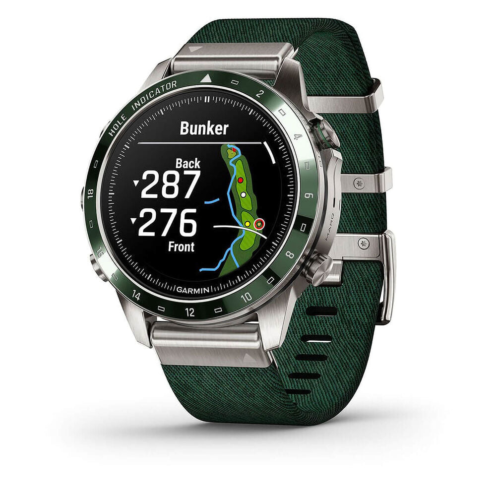 Garmin MARQ Golfer Gen 2 – 46mm Titanium Watch, Green Ceramic Bezel & Strap