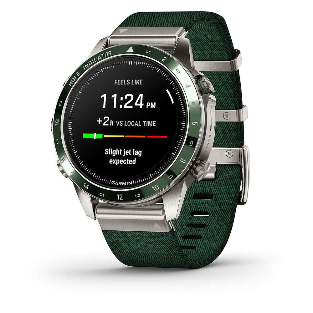 Garmin MARQ Golfer Gen 2 – 46mm Titanium Watch, Green Ceramic Bezel & Strap
