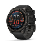 Garmin Fenix 8 AMOLED 47mm – Carbon Grey DLC Titanium Case, Black Pebble Grey Silicone Strap