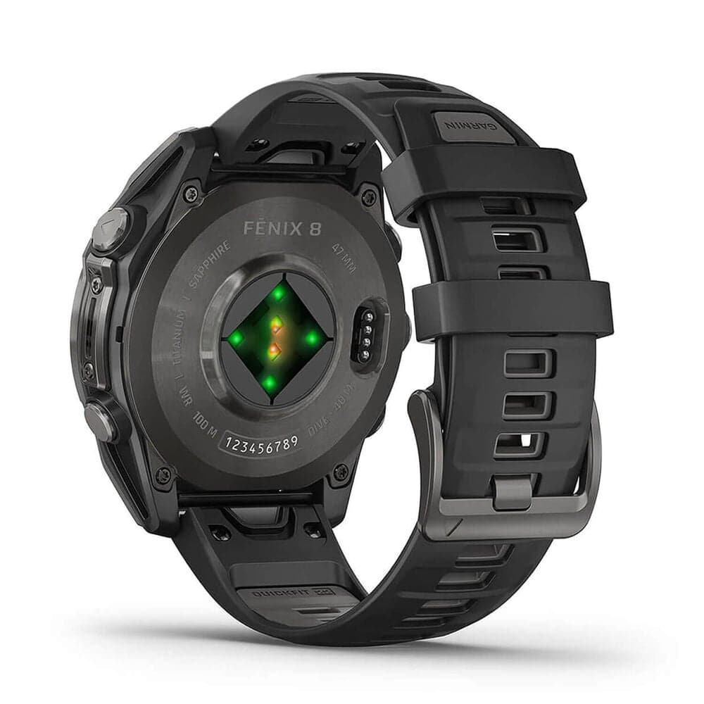 Garmin Fenix 8 AMOLED 47mm – Carbon Grey DLC Titanium Case, Black Pebble Grey Silicone Strap