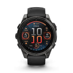 Garmin Fenix 8 AMOLED 47mm – Carbon Grey DLC Titanium Case, Black Pebble Grey Silicone Strap