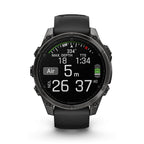 Garmin Fenix 8 AMOLED 47mm – Carbon Grey DLC Titanium Case, Black Pebble Grey Silicone Strap