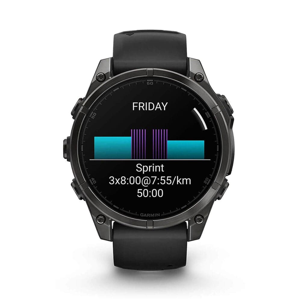 Garmin Fenix 8 AMOLED 47mm – Carbon Grey DLC Titanium Case, Black Pebble Grey Silicone Strap