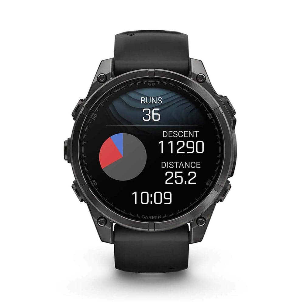 Garmin Fenix 8 AMOLED 47mm – Carbon Grey DLC Titanium Case, Black Pebble Grey Silicone Strap