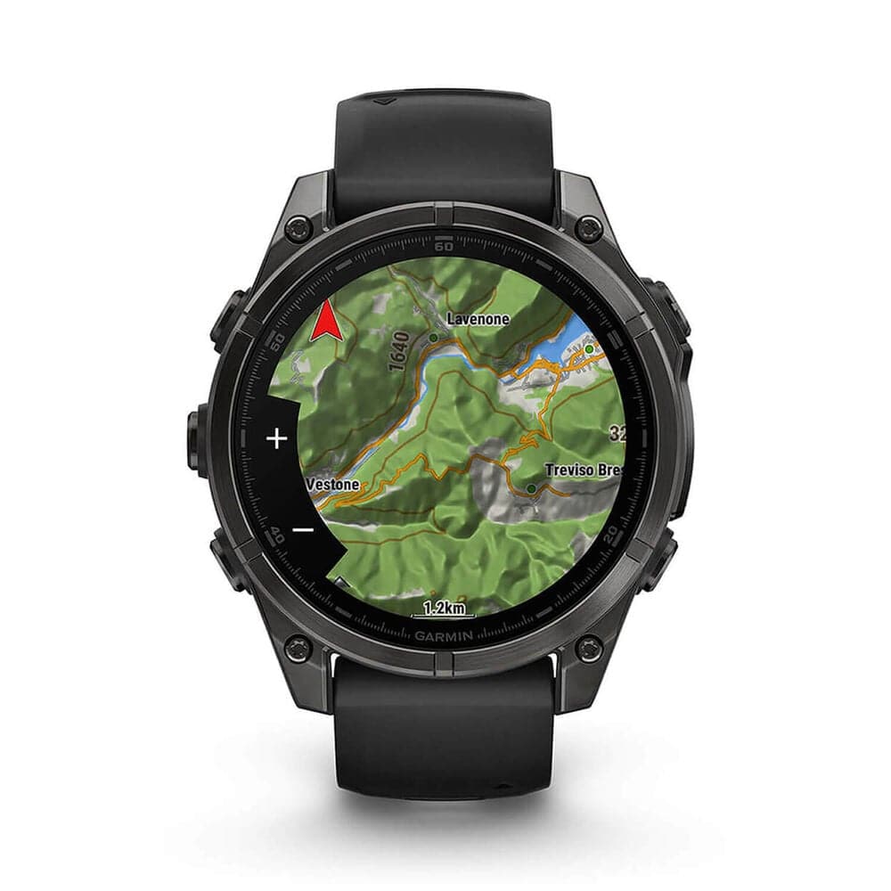 Garmin Fenix 8 AMOLED 47mm – Carbon Grey DLC Titanium Case, Black Pebble Grey Silicone Strap