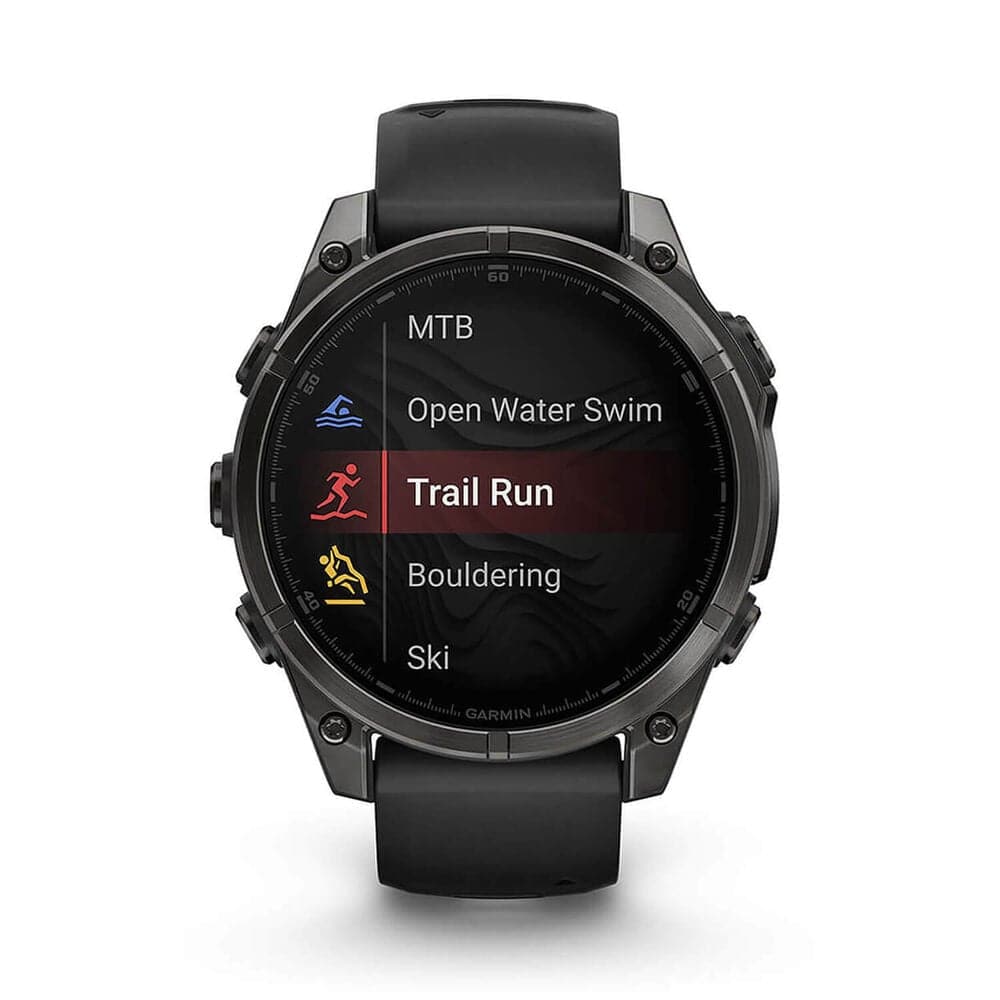 Garmin Fenix 8 AMOLED 47mm – Carbon Grey DLC Titanium Case, Black Pebble Grey Silicone Strap