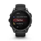 Garmin Fenix 8 AMOLED 47mm – Carbon Grey DLC Titanium Case, Black Pebble Grey Silicone Strap