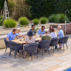 Monterrey 10 Seat Rope Extending Teak Dining Set in Grey