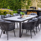 Monterrey 8 Seat Rope Extending Dining Set in Grey
