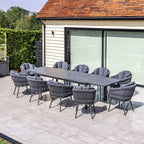 Palma 10 Seat Rope Extending Dining Set in Grey