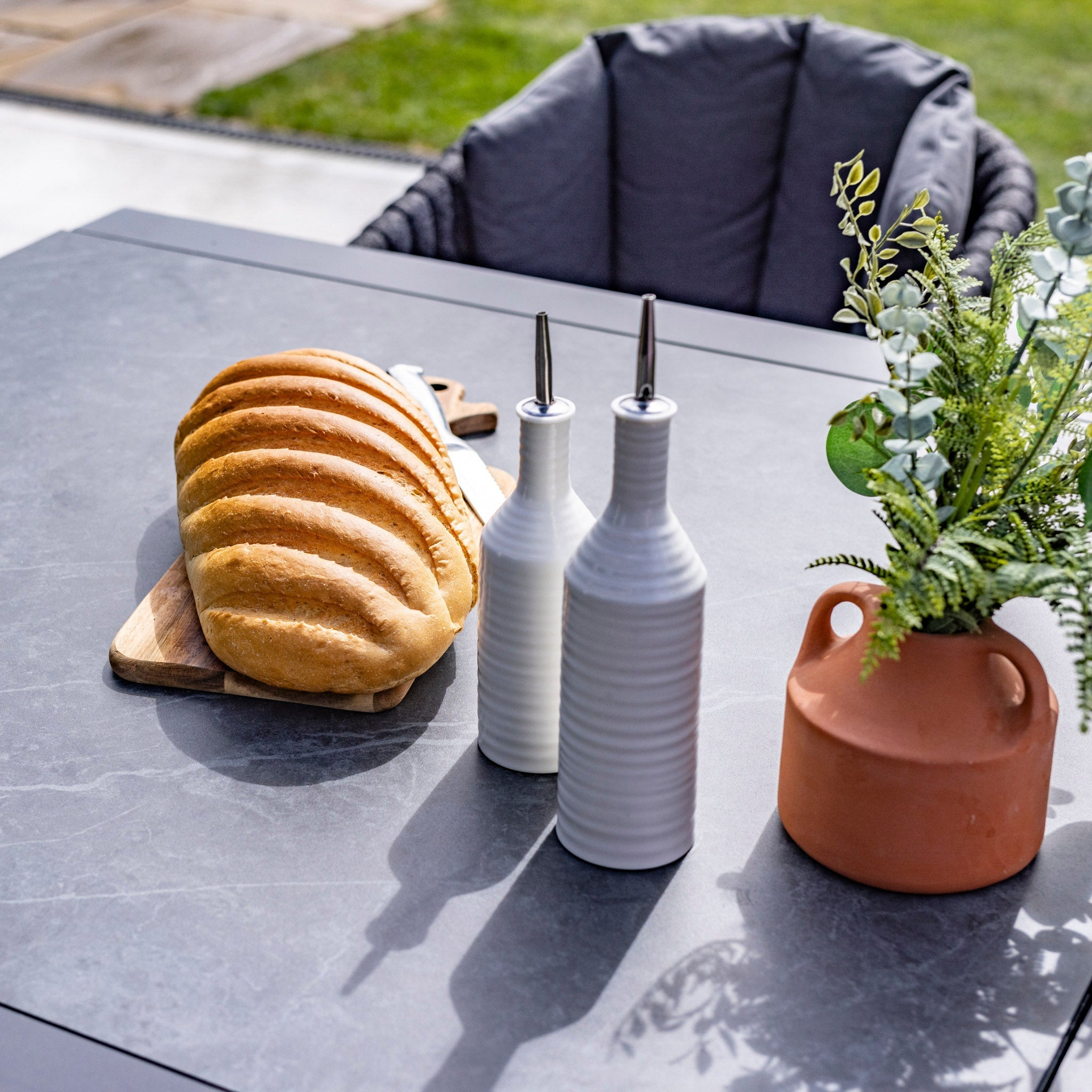 Palma 8 Seat Rope Extending Dining Set in Grey