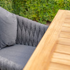 Palma 8 Seat Rope Rectangular Teak Firepit Dining Set in Grey