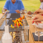 Palma 8 Seat Rope Rectangular Teak Firepit Dining Set in Grey