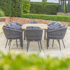 Palma 8 Seat Rope Extending Teak Dining Set in Grey