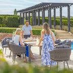 Palma 8 Seat Rope Extending Teak Dining Set in Grey