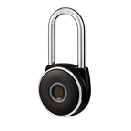 Blusafe Mirage Padlocks Black Long Shackle - Blusafe Fingerprint Padlock, Smart Fingerprint Padlock, Anti-Theft, IP66, 20 Fingerprints, Black/Chrome, Long/Short Shackle, Gyms, Gardens, Schools, Bikes, Gates (Long, Black)