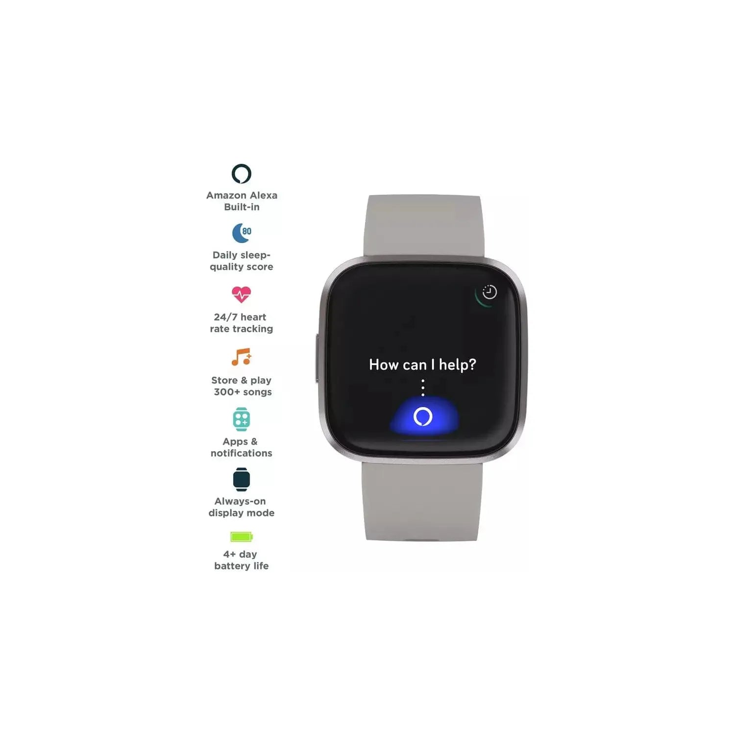 Fitbit Versa 2 Smart Watch - Grey Alu / Stone Band