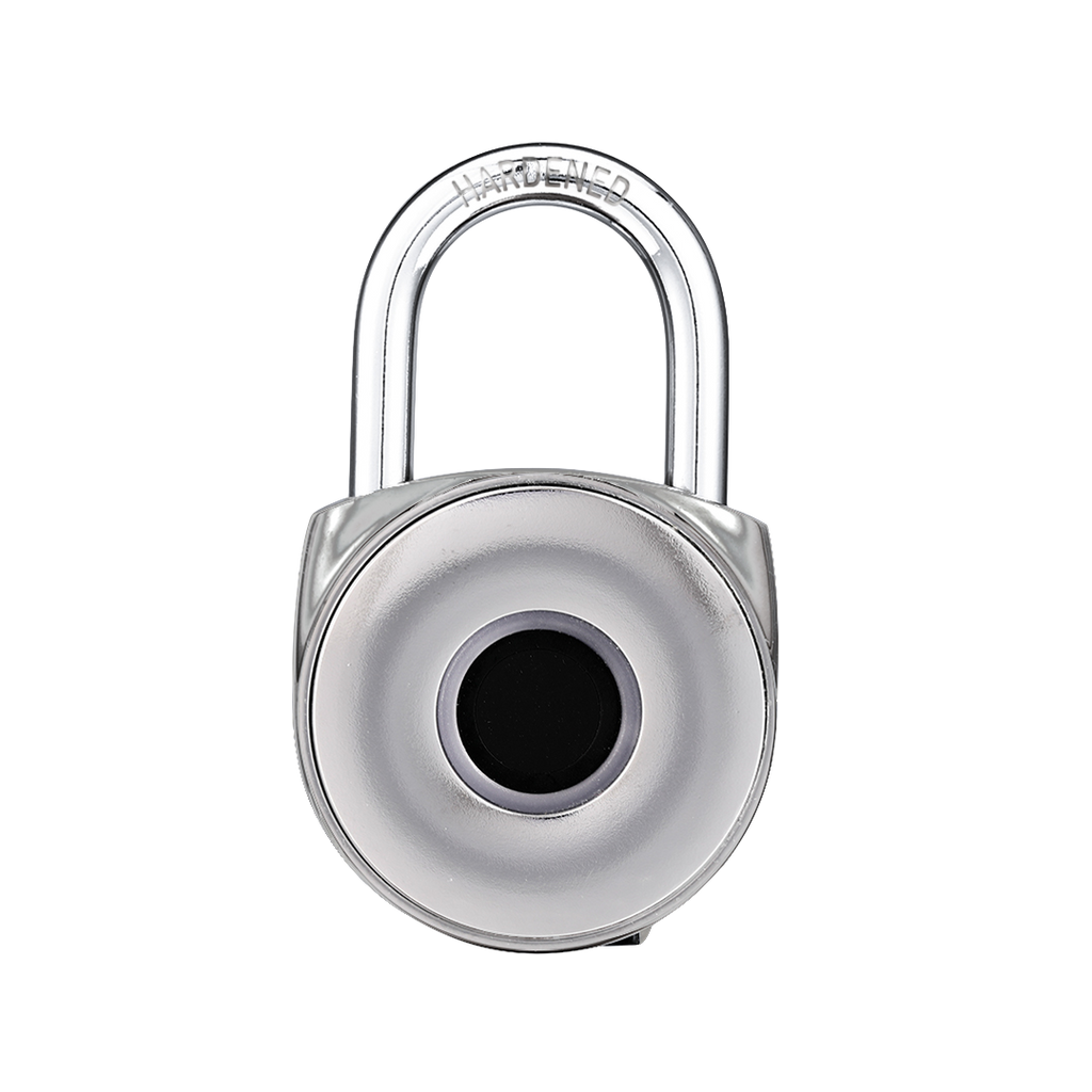 Blusafe Mirage Padlocks Chrome Short Shackle - Blusafe Fingerprint Padlock, Smart Fingerprint Padlock, Anti-Theft, IP66, 20 Fingerprints, Black/Chrome, Long/Short Shackle, Gyms, Gardens, Schools, Bikes, Gates (Short, Chrome)
