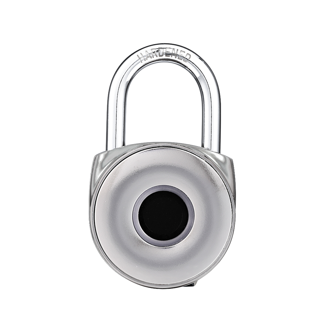Blusafe Mirage Padlocks Chrome Long Shackle - Blusafe Fingerprint Padlock, Smart Fingerprint Padlock, Anti-Theft, IP66, 20 Fingerprints, Black/Chrome, Long/Short Shackle, Gyms, Gardens, Schools, Bikes, Gates (Long, Chrome)