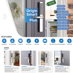 Origin Smart - Plus |  304 Stainless Steel Smart Door Handle with Fingerprint, App Control & Voice Assistant Integration