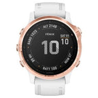 Garmin fenix 6S Pro, Ultimate Multisport GPS Watch, Smaller-Sized, Features Mapping, Music, Grade-Adjusted Pace Monitoring and Pulse Ox Sensors, Rose Gold with White Band