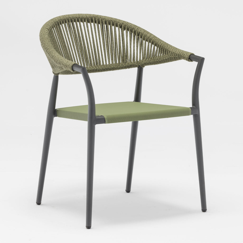 Cloverly 8 Seat Rectangular Dining with Teak Table in Olive Green