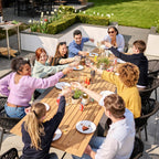 Kalama 10 Seat Rectangular Extending Dining Set with Teak Table in Charcoal