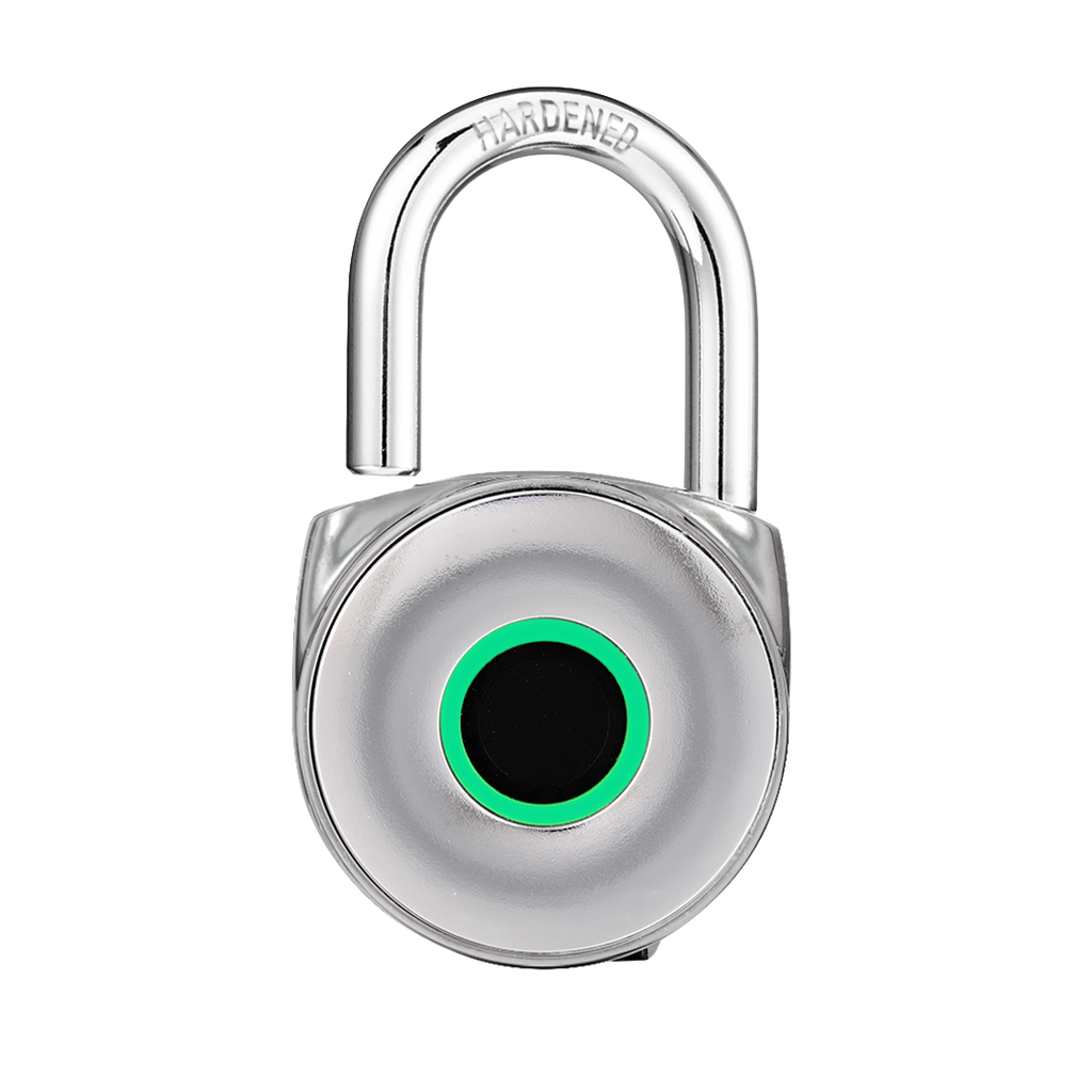 Blusafe Mirage Padlocks Chrome Short Shackle - Blusafe Fingerprint Padlock, Smart Fingerprint Padlock, Anti-Theft, IP66, 20 Fingerprints, Black/Chrome, Long/Short Shackle, Gyms, Gardens, Schools, Bikes, Gates (Short, Chrome)