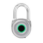 Blusafe Mirage Padlocks Chrome Short Shackle - Blusafe Fingerprint Padlock, Smart Fingerprint Padlock, Anti-Theft, IP66, 20 Fingerprints, Black/Chrome, Long/Short Shackle, Gyms, Gardens, Schools, Bikes, Gates (Short, Chrome)