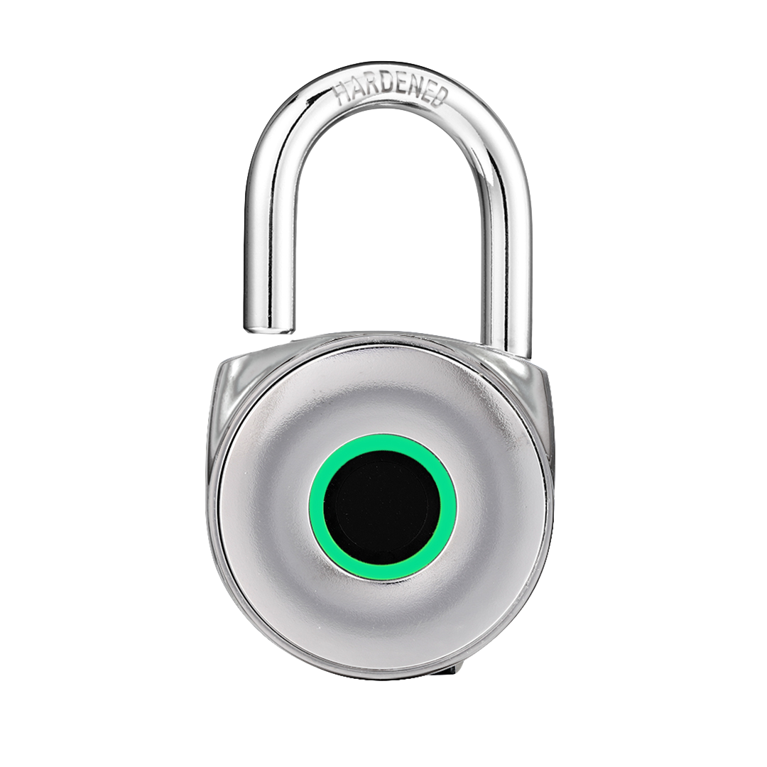 Blusafe Mirage Padlocks Chrome Long Shackle - Blusafe Fingerprint Padlock, Smart Fingerprint Padlock, Anti-Theft, IP66, 20 Fingerprints, Black/Chrome, Long/Short Shackle, Gyms, Gardens, Schools, Bikes, Gates (Long, Chrome)