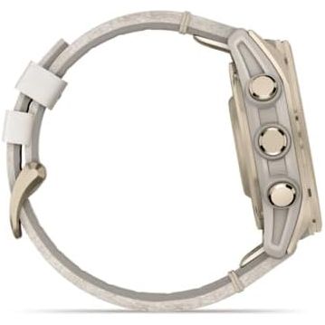 Garmin fēnix 8 43mm AMOLED - Sapphire, Soft Gold Stainless Steel with Fog Gray Leather Band & Fog Gray/Dark Sandstone Silicone Band