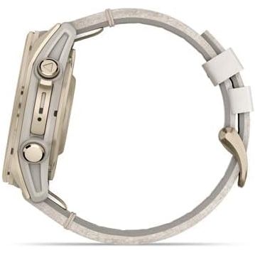 Garmin fēnix 8 43mm AMOLED - Sapphire, Soft Gold Stainless Steel with Fog Gray Leather Band & Fog Gray/Dark Sandstone Silicone Band