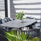 Palma 6 Seat Rope Oval Dining Set with Ceramic Table in Grey