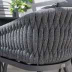 Palma 6 Seat Rope Oval Dining Set with Ceramic Table in Grey