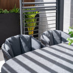 Palma 6 Seat Rope Oval Dining Set with Ceramic Table in Grey
