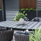 Palma 6 Seat Rope Oval Dining Set with Ceramic Table in Grey