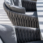 Palma 6 Seat Rope Oval Dining Set with Ceramic Table in Grey