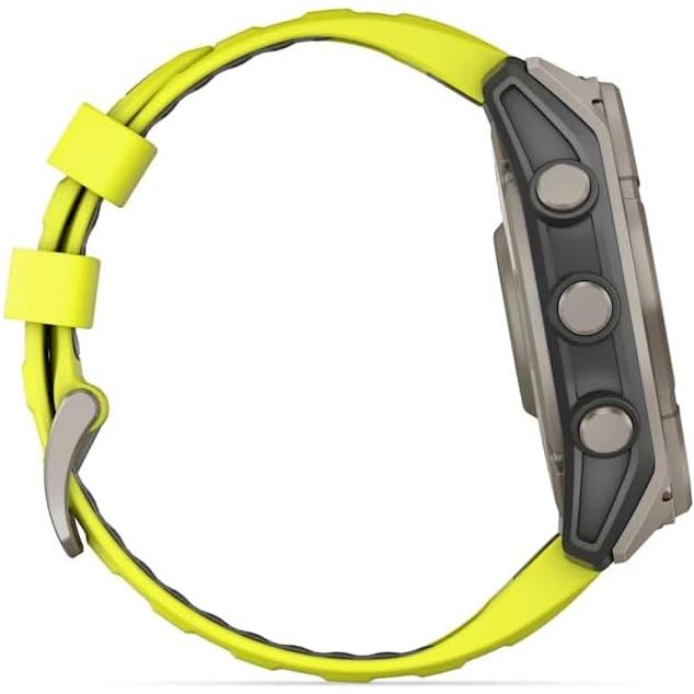 Garmin Fenix 8 – 51mm Solar, Sapphire Titanium GPS Watch with Amp Yellow/Graphite Silicone Band