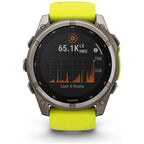 Garmin Fenix 8 – 51mm Solar, Sapphire Titanium GPS Watch with Amp Yellow/Graphite Silicone Band