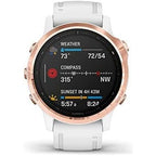 Garmin fenix 6S Pro, Ultimate Multisport GPS Watch, Smaller-Sized, Features Mapping, Music, Grade-Adjusted Pace Monitoring and Pulse Ox Sensors, Rose Gold with White Band