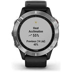 Garmin fenix 6, Ultimate Multisport GPS Watch, Heat and Altitude Adjusted V02 Max, Pulse Ox Sensors and Training Load Focus, Silver with Black Band
