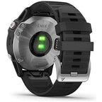 Garmin fenix 6, Ultimate Multisport GPS Watch, Heat and Altitude Adjusted V02 Max, Pulse Ox Sensors and Training Load Focus, Silver with Black Band