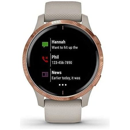 Garmin Venu, GPS Smartwatch with Bright Touchscreen Display, Features Music, Body Energy Monitoring, Animated Workouts, Pulse Ox Sensors and More, Light Sand with Rose Gold
