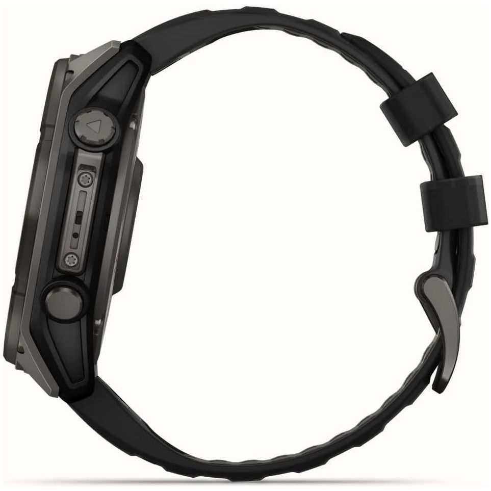 Garmin Fenix 8 - 51mm Solar Sapphire, Carbon Grey Titanium with Black/Grey Silicone Band