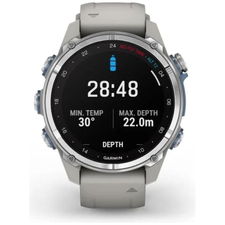 Garmin Descent Mk3 Dive Watch - 43mm Stainless Steel, Grey Fog Silicone Strap