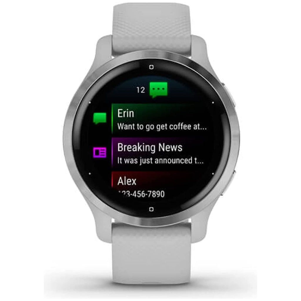 Garmin Venu 2S Smaller-sized GPS smartwatch with all-day health monitoring, Silver Bezel with Mist Grey Case and Silicone Band