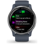 Garmin Venu 2 GPS smartwatch with all-day health monitoring, Silver Bezel with Granite Blue Case and Silicone Band