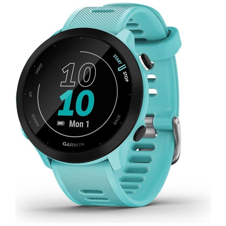 Garmin Forerunner 55 GPS 42mm Running Smartwatch, Easy to use, Lightweight, Training Guidance, Safety & Tracking Features - Aqua