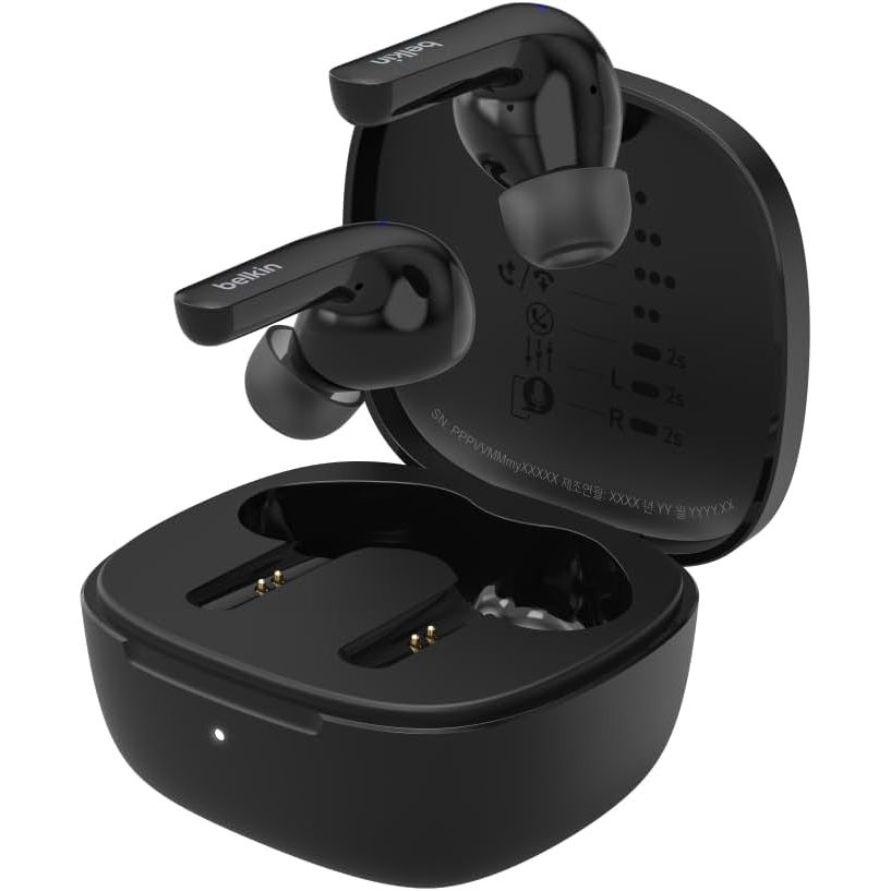 Belkin SoundForm Motion True Wireless Earbuds – Wireless Charging Case, Dual Mic, IPX5 Water Resistant, Bluetooth, Black
